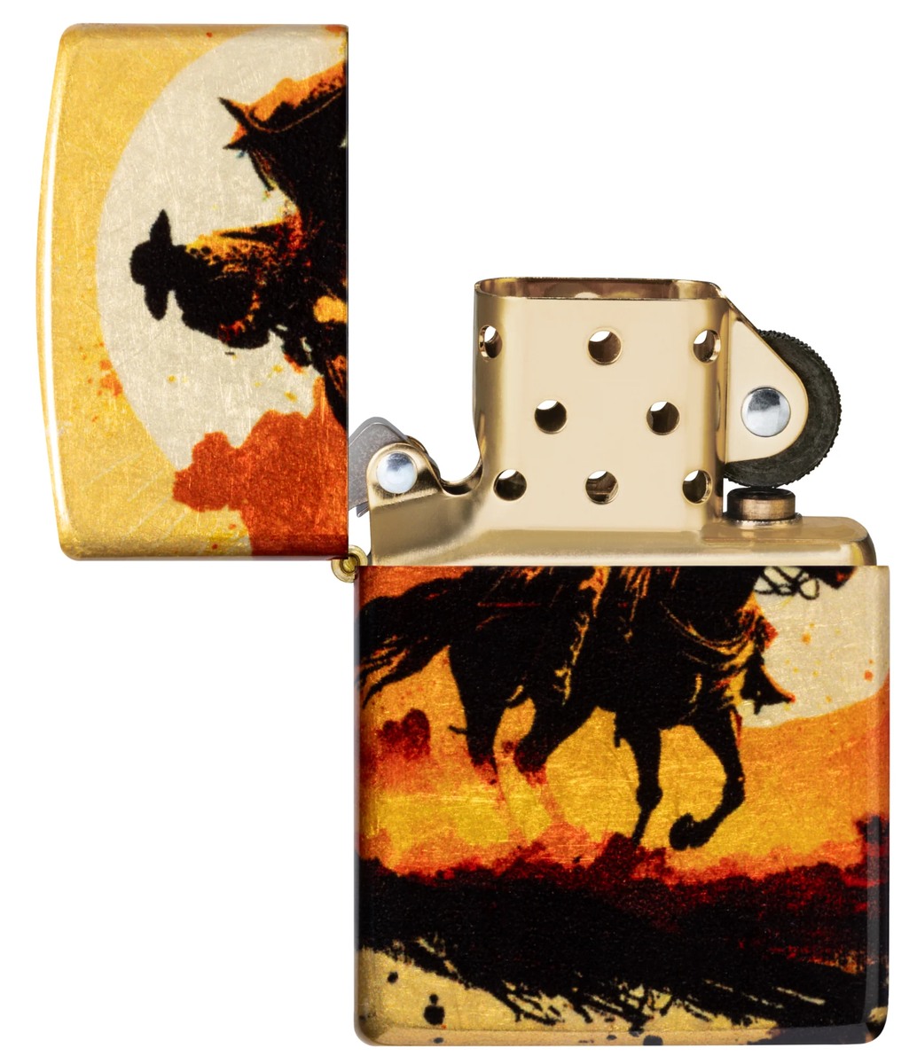 Zippo Windproof Lighter With Cowboy on Horse Western Scene, 47143