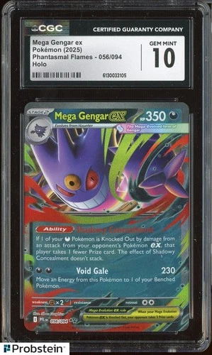 2025 Pokemon Phantasmal Flames #056 Mega Gengar ex CGC 10 GEM MINT