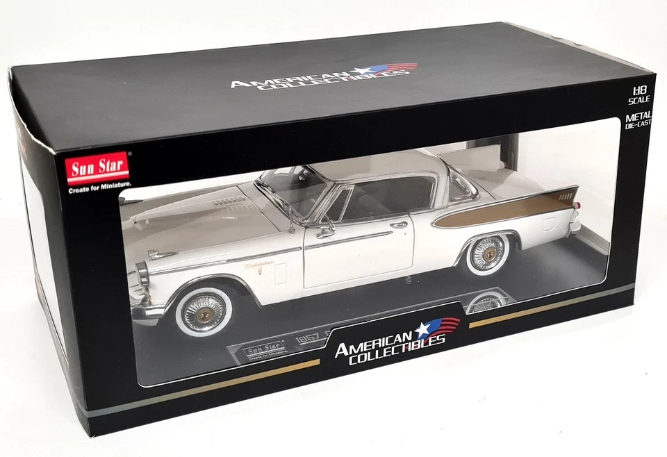 Sunstar 1/18 Studebaker Golden Hawk 1957 Arctic White Diecast Scale Model Car - Image 2 of 4