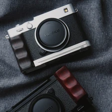 Camera Grip L-Plate quick release platel Wooden Handle Suitable for Fuji X-E5 