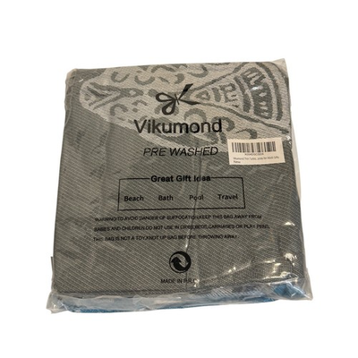 #ad Vikumond Turkish Beach Towel Grey Blue Mandala Pre Washed Large Cotton Peshtemal $9.98