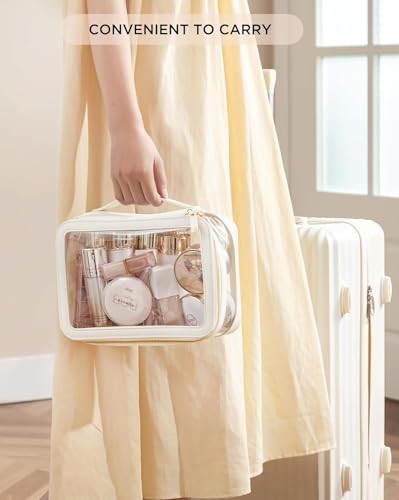 Clear Makeup Bag Organizer Set, Portable Travel Toiletry Large+Medium White - Picture 7 of 7