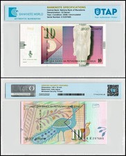 Macedonia 10 Denari, 2008, P-14h, UNC, Authenticated