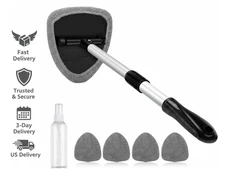 Windshield Cleaner, Extendable Handle, 4 Pads, Spray Bottle Set