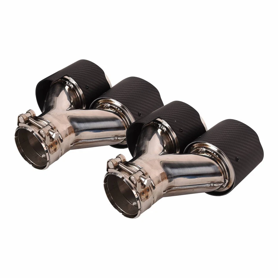 63mm Entrada 89mm Salida Universal Doble Tubo de Escape Trasero Silenciador Punta Fibra de Carbono Foto 2 de 4