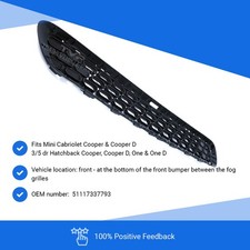 Fits Mini Hatchback F55 F56 F57 2014- Front Lower Centre Bumper Grille New