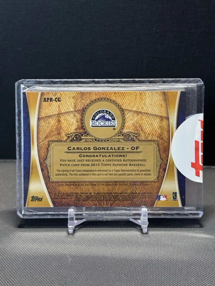 Topps Supreme Carlos González 2013 reliquia de 4 colores automático/25 Rockies Foto 3 de 3