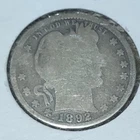 1892 Barber Quarter 25C Silver Circulated Business Strike Uncertified Coin