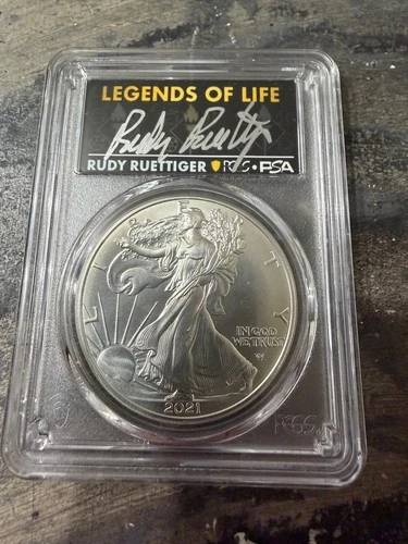 2021 $1 American Silver Eagle Typ 2 PCGS PSA MS70 Legends of Life Rudy Ruettiger