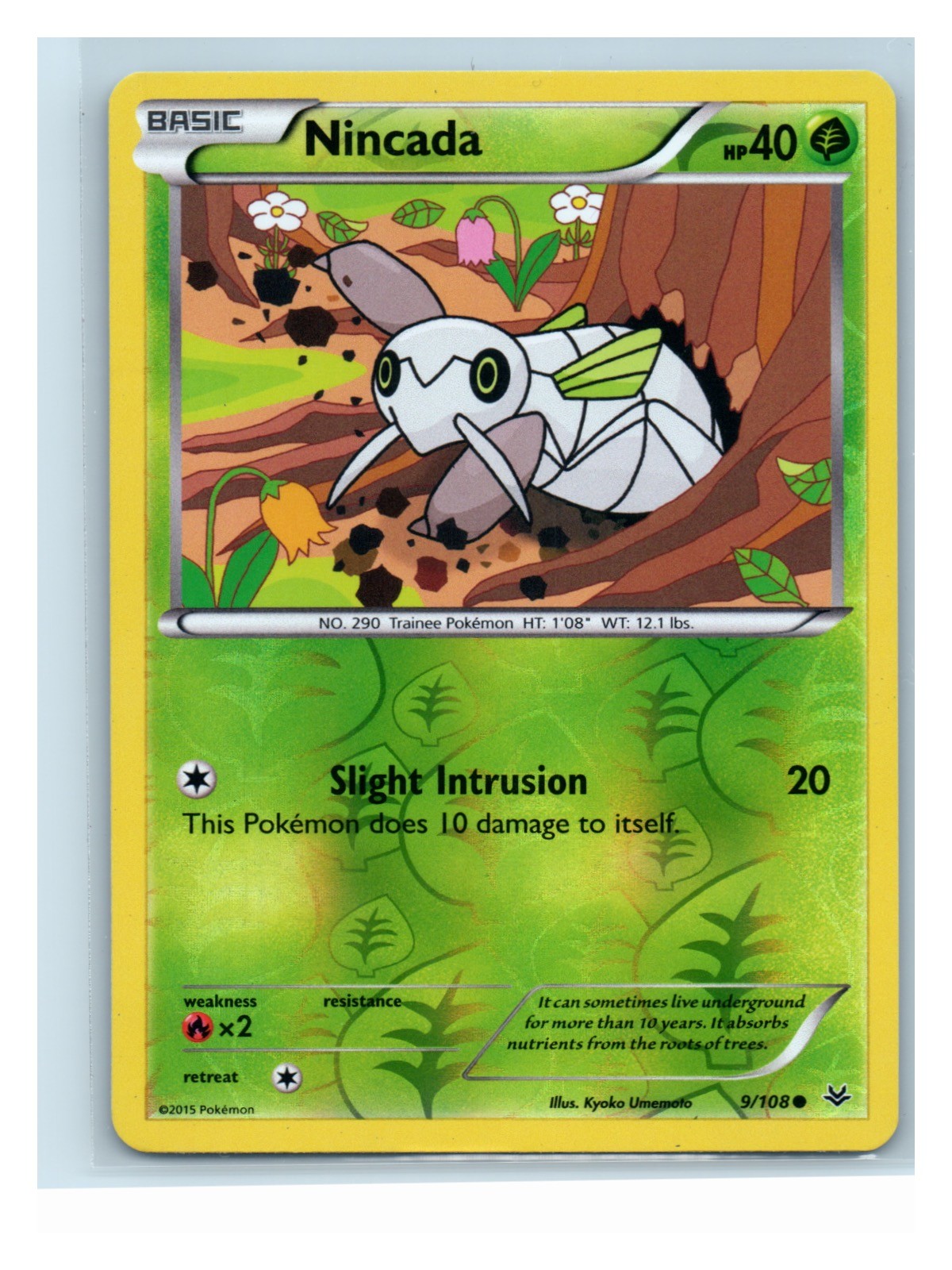 Nincada Reverse Holo 9/108 Common XY - Roaring Skies LP