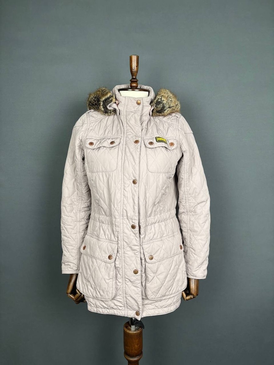 Barbour International Women Enduro Quilted Jacket Size 10 White