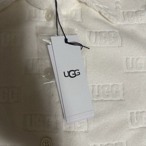 UGG Button Up Collared Top Blouse Shirt Women Size S Cotton short sleeve white - Picture 3 of 18