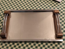PLATEAU DE SERVICE - ART DECO - BOIS MIROIR CHROME - 34,5 x 21,3 cm