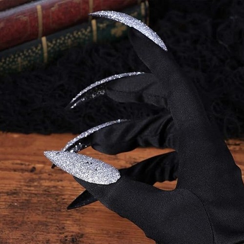 Party Costume Halloween Witch Claw Long Gloves Scary Party Prop Long Nail Gloves - Picture 9 of 19