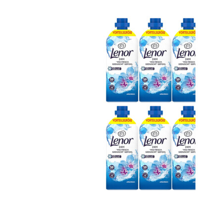 6x1239ml Lenor Weichspüler Aprilfrisch 24H Frische-Duft + 3tlg EK-Set Blau