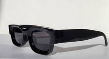Retro Square Sunglasses Black Frames Black Lens with UV400 Protection