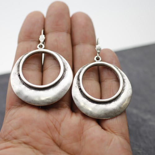 1 Anhänger Kreis Ethno Style Antik Silber Metall DIY Ohrring Schmuck Zubehör - Picture 5 of 7
