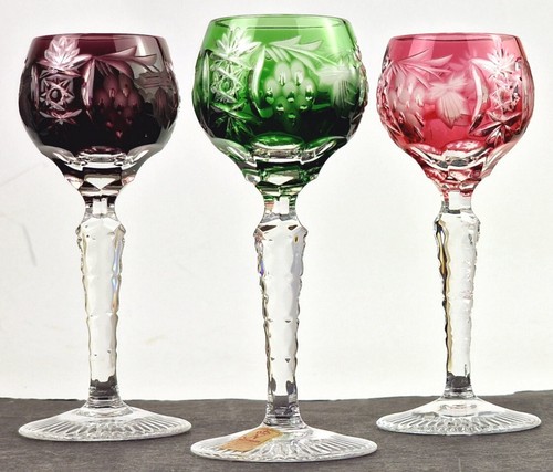 Set 3 Glasses Liqueur Glass Flashed Glass Hand Cut Nachtmann R670 - Picture 4 of 14