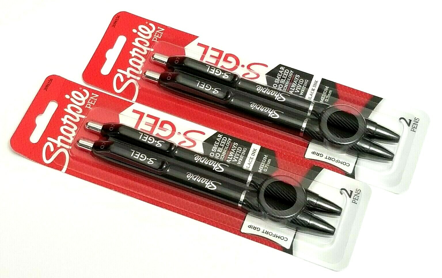 4 PENS 2 PACKS SHARPIE&reg; S.GEL&trade; COMFORT GRIP MEDIUM 0.7mm BLACK INK