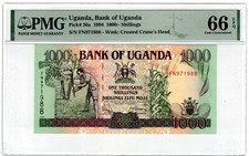 1994 Uganda 1000 Shillings Banknote p36a UNC Prefix FN PMG