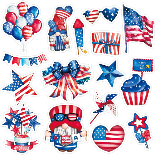 16pcs Patriotic Fridge Magnets – 4th of July Decorations, Stars & Stripes