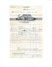 1889 James Dunne & Co. Cutlery Billhead Receipt ~ Boston, Massachusetts