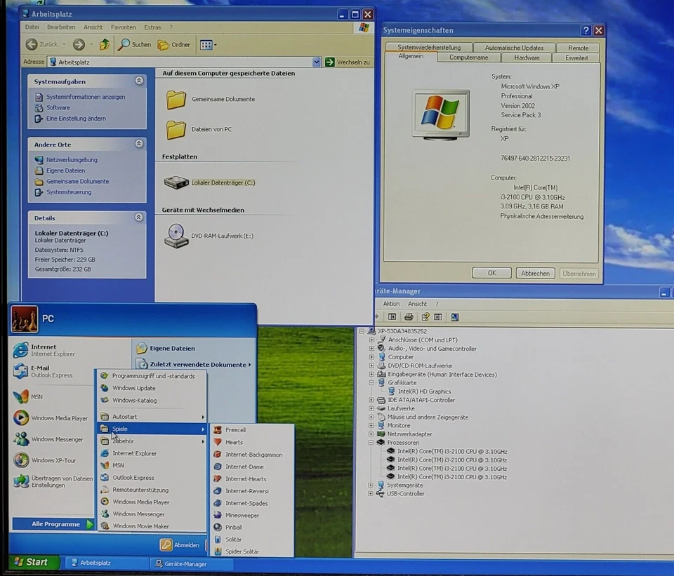 HP SFF Windows XP Pro 32 Bit Gamer PC Computer i3 3,10GHz HD 250GB 4GB DVD COM . - Bild 2 von 4