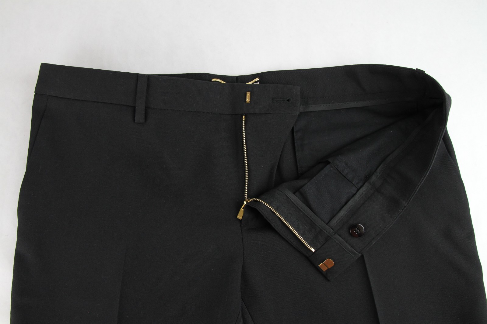 $890 Saint Laurent Pantaloni Abito Donna Lana Nera 44 334283 1000