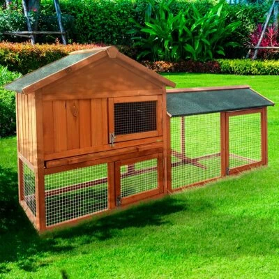 BRAST clapier lapin bois 1800x850x520mm BIGSIZE étage rampe interne avec enclos - Photo 1/4