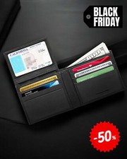 Genuine Leather Minimalist Bifold Wallets For Men RFID Blocking Slim Mens Wallet