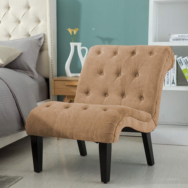Fabric Upholstered Accent Chair Backrest Lounge Chairs For Living Room Bedroom