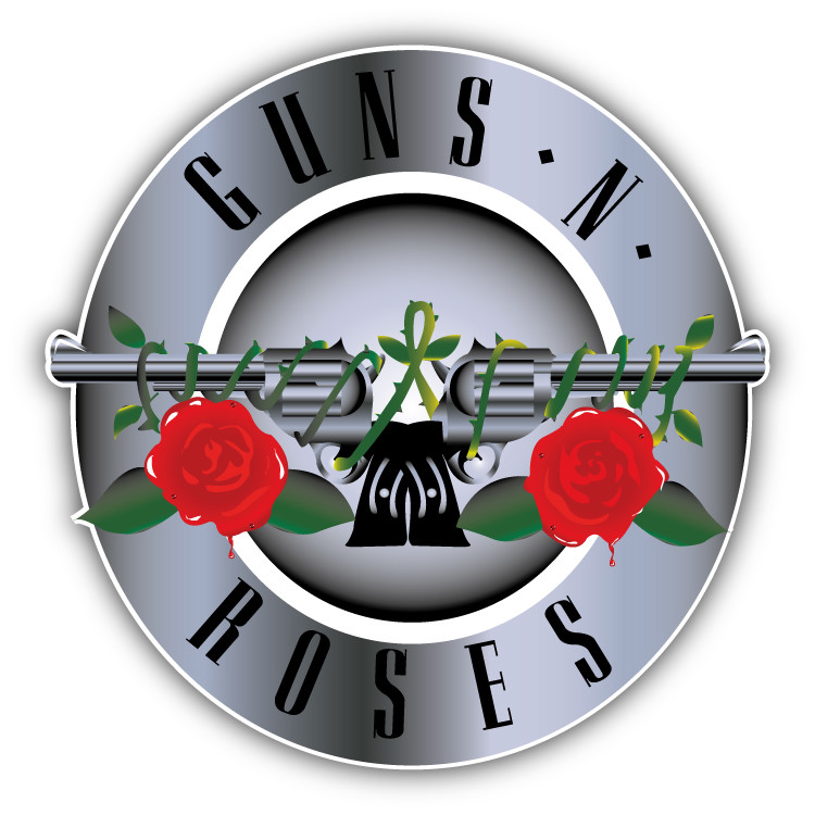 Guns N Roses Silver Car Bumper Sticker Decal - 9'', 12'' or 14