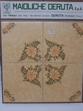 20x20 Hand Decorated Deruta Tiles 60s/70s For Decoration