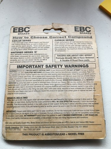 EBC FA 84/3 Motorcycle Brake Pads Fit Honda Yamaha Suzuki Kawasaki Husqvarna - Foto 2 di 3