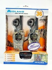 Midland 50-Channel 36-Mile Two-Way Radio Walkie Talkie Pair Camo GMRS Weather