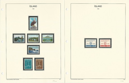 Iceland Stamp Collection on 24 Universal Hingless Album Pages, 1966-79, JFZ