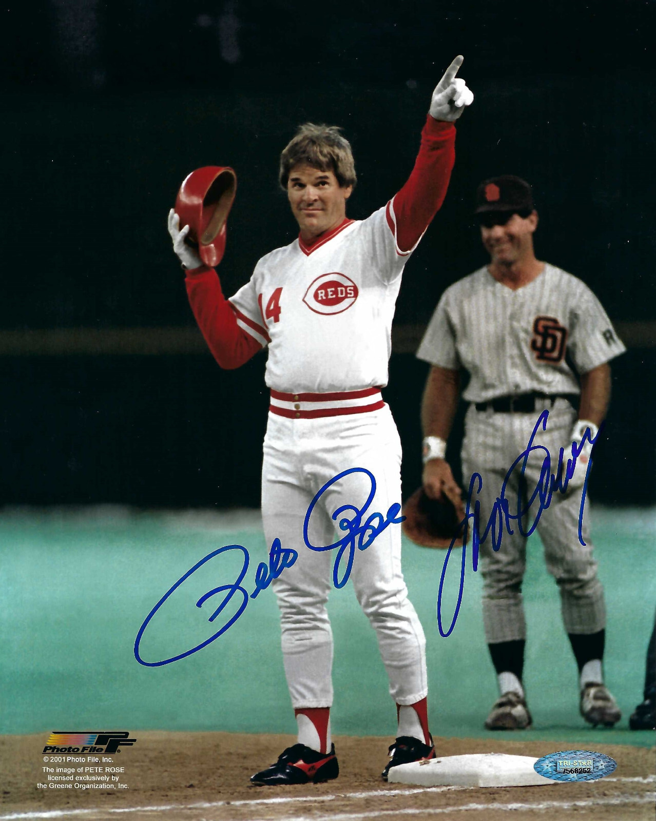 Pete Rose & Steve Garvey Signed 8x10 Photo (Hit 4192) TRISTAR Auth. 