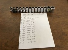 Snap-on 14 Drive Socket Assorted Lot Of 14 Sizes From 316 To 12