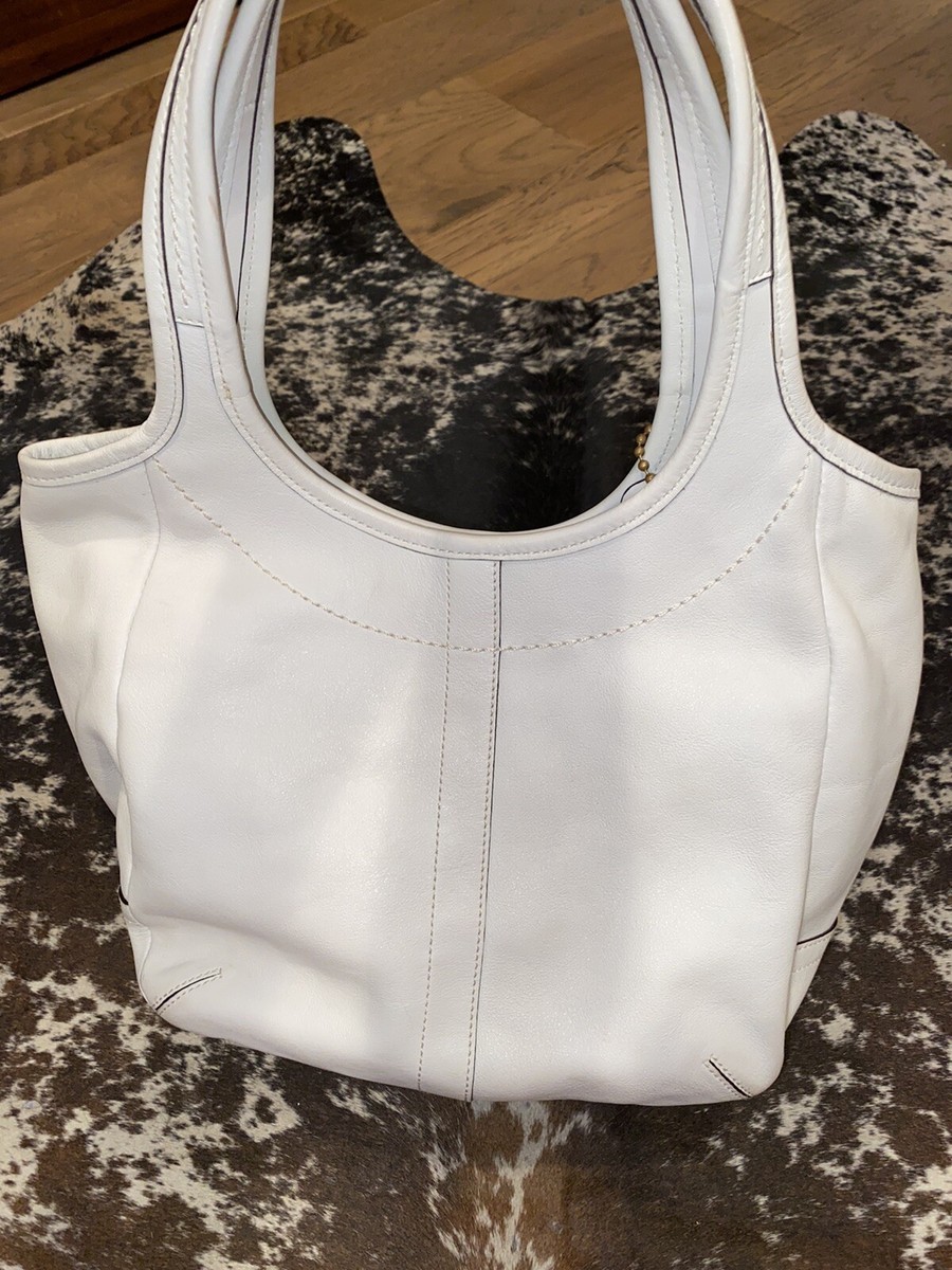 レディース COACH AllLeather Tote Bag white ergo