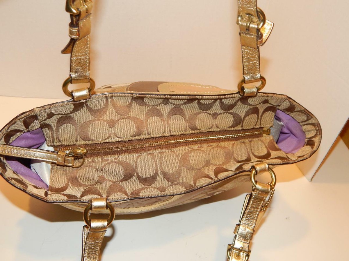 COACH GOLD METALLIC MOSAIC PATCHWORK SIGNATURE SHOULDER BAG