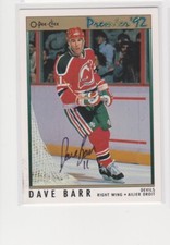 DAVE BARR NEW JERSEY DEVILS AUTOGRAPHED HOCKEY CARD