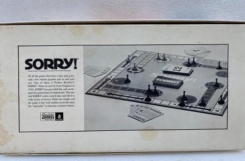 Vintage 1972 Sorry Board Game Parker Brothers - Picture 2 of 5