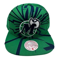 NWT Mitchell & Ness Green Blue Dallas Mavericks Snapback Hat Earthquake NBA Cap