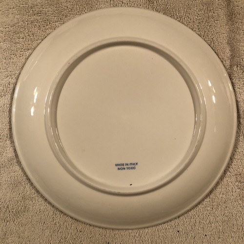 Blue White Serving Plate Made in ITAlY Center Apples &Pears Rim 4 Leaf Clover - Picture 4 of 6