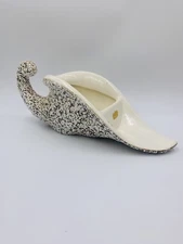 Vintage Royal Haeger Cornucopia Horn Plenty Brown White Pebble Popcorn Planter