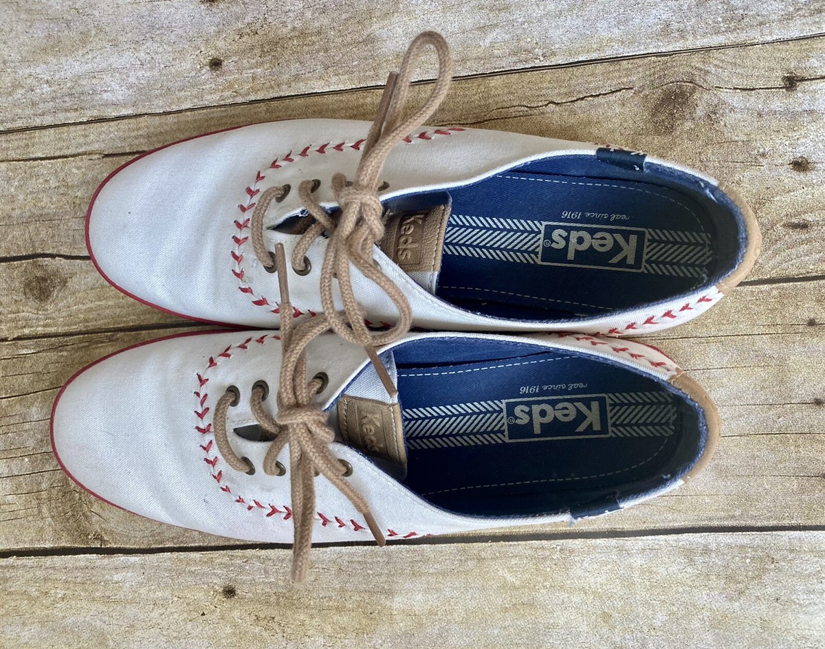 Keds Baseball Shoes Womens Size 8.5 White Canvas Sneakers