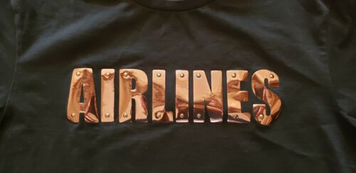 "AIRLINES"" Camiseta Cabbeen Estilo de Vida Para Hombre Pequeña Nueva Negra Diseño Laminado - Imagen 3 de 7