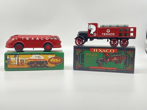 Lot Of 2 Texaco Trucks Diecast Bank 1925 Kenworth Stake Truck And 1934 Diamond T