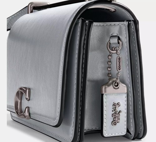 Bandolera Coach Bandit plateada gris azul cuero CD724 NUEVA CON ETIQUETAS - Imagen 7 de 18