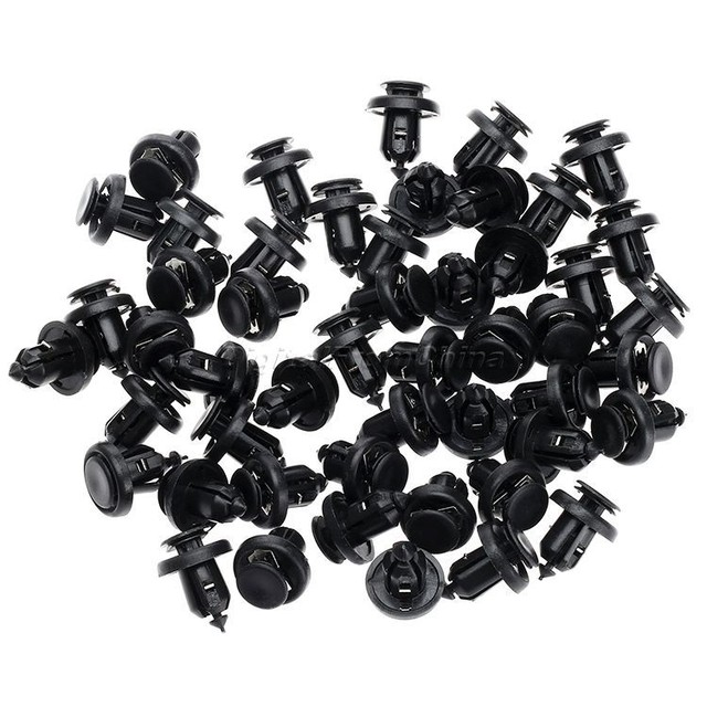 50Pcs Black Front Bumper Clips Metal Insert Push Type Retainer For